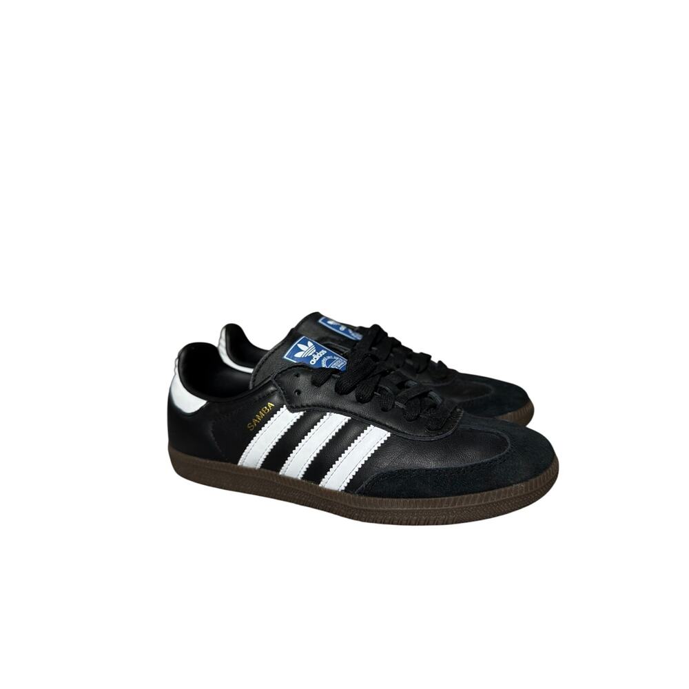 Adidas Samba OG Boys Size 4 White On Black EUC